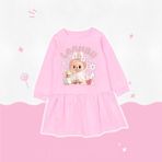 Meta Moda Kız Çocuk Elbise Uzun Kollu Ince Mevsimlik Pamuklu Elbise - 00406 Pembe - 3 Yaş