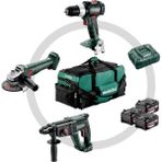 Metabo 685212000 Combo 3.1 Sb 18 Lt Bl Kömürsüz Akülü Darbeli Matkap + Kh 18 Ltx 24 Akülü Kırıcı Delici + W 18 L 9-125 Akülü Avuç Taşlama 900 Watt (3x 5.2 Ah 18V Akü ve Şarj Cihazı)