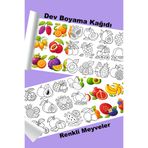 metafortoys Renkli Meyveler Dev Boyama Kağıdı 2.5 metre x 62 cm Kağıt Aktivite Rulosu