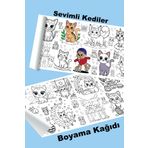 metafortoys Sevimli Kediler Dev Boyama Kağıdı 2.5 metre x 62 cm Kağıt Aktivite Rulosu
