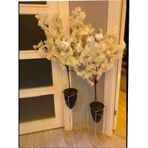 Metal 2'li Metal Gümüş Ayaklı Dekoratif Siyah Saksı Çiçeklik Vazo FLYON-HSN102