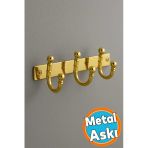 Metal 3'Lü Askı Birleşik Vestiyer Duvar Monteli Askı Dolap Askılığı Vidalı Gold Elbise Askısı 1 Adet
