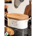 Metal Ahşap Kapaklı Tel Kulplu Metal Ekmeklik (Bread Baskılı) LN1293B