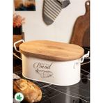 Metal Ahşap Kapaklı Tel Kulplu Metal Ekmeklik (Bread Baskılı) LN1293K