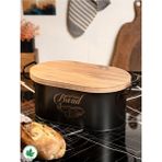 Metal Ahşap Kapaklı Tel Kulplu Metal Ekmeklik (Bread Baskılı) LN1293S