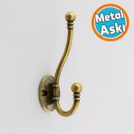 Metal Askı Antik Sarı Vestiyer Portmanto Dolap Askılığı Duvar Banyo Askılık Mutfak Elbise Askısı