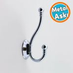 Metal Askı Gümüş Vestiyer Portmanto Dolap Askılık Askılığı Duvar Banyo Mutfak Elbise Kıyafet Askısı