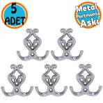 Metal Askı Vestiyer Duvar Dolap Elbise Askısı Krom Renk Mobilya Kapı Askılığı Aparatı 5 Adet