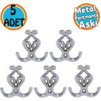 Metal Askı Vestiyer Duvar Dolap Elbise Askısı Krom Renk Mobilya Kapı Askılığı Aparatı 5 Adet