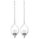 Metal Asma Mum Tutucu, Vintage Dekoratif Demir Duvar Mum Sconce, Çay Işığı Kanca Zinciri Ile Cam Kupa, Ev Dekor
