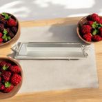 Metal At Detaylı Tepsi Gümüş 60 cm