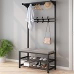 Metal Ayakkabı Rafı Tezgah Kaban Standı 2 Raf ve 10 Kanca 4'ü 1 Arada Yatak Odası Dolabı 170x33x80CM