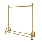 Metal ayaklı askılık, tekerlekli ayaklı elbise askısı, ev için perakende satış için ayaklı askılık (altın, 120 x 135 cm)