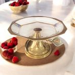 Metal Ayaklı Cam Tabaklı Sunumluk 18 cm Gold