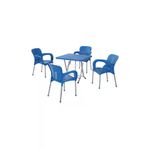 Metal Ayakli Katlanir Masa 80X80 Cm 4 Adet Sandalye Takimi Mavi