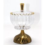 Metal Ayaklı Kristal Cam Şekerlik Gold Detaylı Sunumluk 1766574360922
