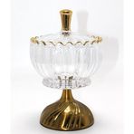 Metal Ayaklı Kristal Cam Şekerlik Gold Detaylı Sunumluk Alk4871 FRTKGT55MT3-KH-ALK4871