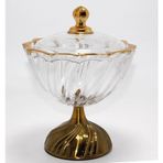 Metal Ayaklı Kristal Cam Şekerlik Gold Detaylı Sunumluk Alk4872 FRTKGT55MT3-KH-ALK4872