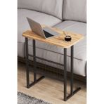 Metal Ayaklı Laptop Sehpası Koltuk Sehpası Kahvaltı Masası Çalışma Sehpası - Atlantik Çam Desenli - 59x35x64