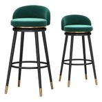 Metal Ayaklı Modern Kadife Bar Tabureleri Mutfak Tezgahı Adası ve Ev Barı için Ergonomik Tasarım Seti Siyah Renk