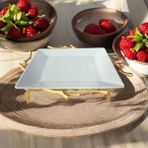 Metal Ayaklı Porselen Sunum Tabağı 20 cm - Gold