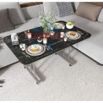 Metal Ayaklı Tekerlekli Ekonomik Orta Sehpa 70 x 110 cm – Siyah Mermer