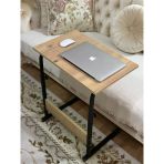 Metal Ayaklı Yükseklik Ayarlı Laptop Sehpası Kahvaltı Masası Çalışma Sehpası Atlantik Çam 60X40 Teşhir