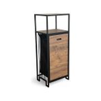 Metal Banyo Mutfak Dolabı Kapaklı Çamaşır Sepeti 6210 - 98X43 - Ahşap