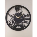 Metal Berber Duvar Saati, 37x37 cm, Mat Siyah, Lazer Kesim Tasarım, Kuaför Salonu Dekorasyonu