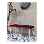 Metal Beyaz Tel Ayaklı 100 Cm Puf Bench - Puf - Bench - Oturak - Mutfak Oturağı - Antre Oturağı Bordo Renk 100 X 40 Boyut/Ebat