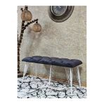 Metal Beyaz Tel Ayaklı 100 Cm Puf Bench - Puf - Bench - Oturak - Mutfak Oturağı - Antre Oturağı Füme Renk 100 X 40 Boyut/Ebat