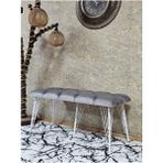 Metal Beyaz Tel Ayaklı 100 cm Puf Bench - Puf - Bench - Oturak - Mutfak Oturağı - Antre Oturağı Gri Renk 100 x 40 Boyut/ebat - Çok Renkli