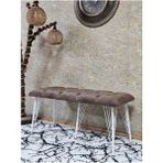 Metal Beyaz Tel Ayaklı 100 cm Puf Bench - Puf - Bench - Oturak - Mutfak Oturağı - Antre Oturağı Kahverengi Renk 100 x 40 Boyut/ebat - Çok Renkli
