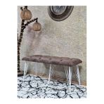 Metal Beyaz Tel Ayaklı 100 Cm Puf Bench - Puf - Bench - Oturak - Mutfak Oturağı - Antre Oturağı Kahverengi Renk 100 X 40 Boyut/Ebat