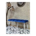 Metal Beyaz Tel Ayaklı 100 Cm Puf Bench - Puf - Bench - Oturak - Mutfak Oturağı - Antre Oturağı Mavi Renk 100 X 40 Boyut/Ebat
