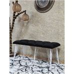Metal Beyaz Tel Ayaklı 100 cm Puf Bench - Puf - Bench - Oturak - Mutfak Oturağı - Antre Oturağı Siyah Renk 100 x 40 Boyut/ebat - Çok Renkli