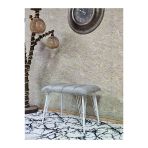 Metal Beyaz Tel Ayaklı 60 Cm Puf Bench - Puf - Bench - Oturak - Mutfak Oturağı - Antre Oturağı Gri Renk 60 X 40 Boyut/Ebat