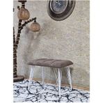 Metal Beyaz Tel Ayaklı 60 cm Puf Bench - Puf - Bench - Oturak - Mutfak Oturağı - Antre Oturağı Kahverengi Renk 60 x 40 Boyut/ebat - Çok Renkli
