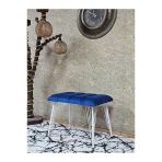 Metal Beyaz Tel Ayaklı 60 Cm Puf Bench - Puf - Bench - Oturak - Mutfak Oturağı - Antre Oturağı Mavi Renk 60 X 40 Boyut/Ebat