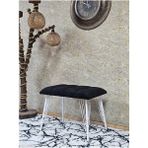 Metal Beyaz Tel Ayaklı 60 cm Puf Bench - Puf - Bench - Oturak - Mutfak Oturağı - Antre Oturağı Siyah Renk 60 x 40 Boyut/ebat - Çok Renkli