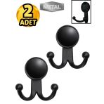 Metal Boncuk Askı Siyah Duvar Tipi – 2’Li