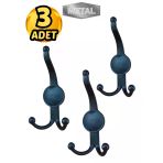 Metal Boncuk Portmanto Askısı Siyah Duvar Tipi – 3’Lü