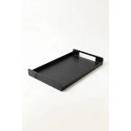 Metal Çay Tepsisi Siyah Sunum Tepsisi Servis Tepsisi Dikdörtgen Dekoratif Tepsi Kahve Çay Servis Tepsisi Mutfak Banyo Organizer Tepsi