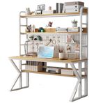 Metal Çerçeve ve Depolama Rafı ile Modern Bilgisayar Masası 80 cm Yazı Masası Ev Ofis ve Oyun için İş İstasyonu Pegboard ile Şık Beyaz Ahşap Tasarım