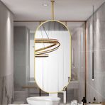 Metal Çerçeve ve Tavan Bomu ile Modern Oval Ayna, Banyo Makyajı, Tıraş, Oturma Odası Giriş Dekoru için İdeal