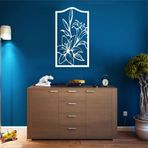 Metal Çiçek Sanatı, Zambak Çiçeği Dekoru, Metal Duvar Sanatı, 3D Duvar Silueti Metal Duvar Dekoru, Ev Ofis Dekorasyonu, Yatak Odası Oturma Odası Dekoru (17"G x 30"Y / 42x75 cm, Beyaz)