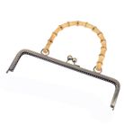 Metal cüzdan rafı, eski eğimli öpücük Vintage Stil Metal Çanta Bambu Saplı Çanta Çerçevesi Mücevher Tokaları Dikiş Bağlantı Elemanları Çanta Yapım Malzemeleri(25cm Light)