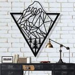 Metal Dağ Sanatı, Metal Duvar Sanatı, Geometrik Dağ ve Ağaç, Metal Duvar Dekoru, Ofis Dekorasyonu, Oturma Odası Dekoru, Duvar Askıları (36"G x 30" Y / 90x76 cm)