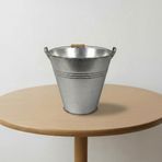 Metal Dekoratif Kova 10 Litre - 28 cm Çok Amaçlı Saplı Galvaniz Saksılık ve Düzenleyici (Galvaniz)