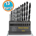 Metal Delme Hss Matkap Ucu Seti 13 'lü Paket Çelik Metal Alüminyum Delici Uç 1.5 - 6.5 mm Arası Çap - Gri